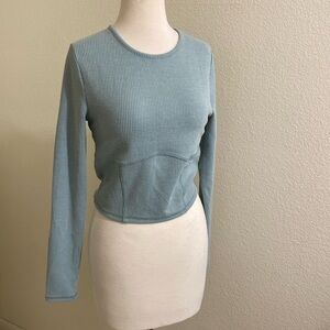 Wild Fable Light Green Long Sleeves Cropped Top